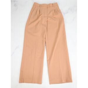 Aritzia Wilfred Effortless Pant Size 4 Peach High Rise Wide Leg Pleated Trouser